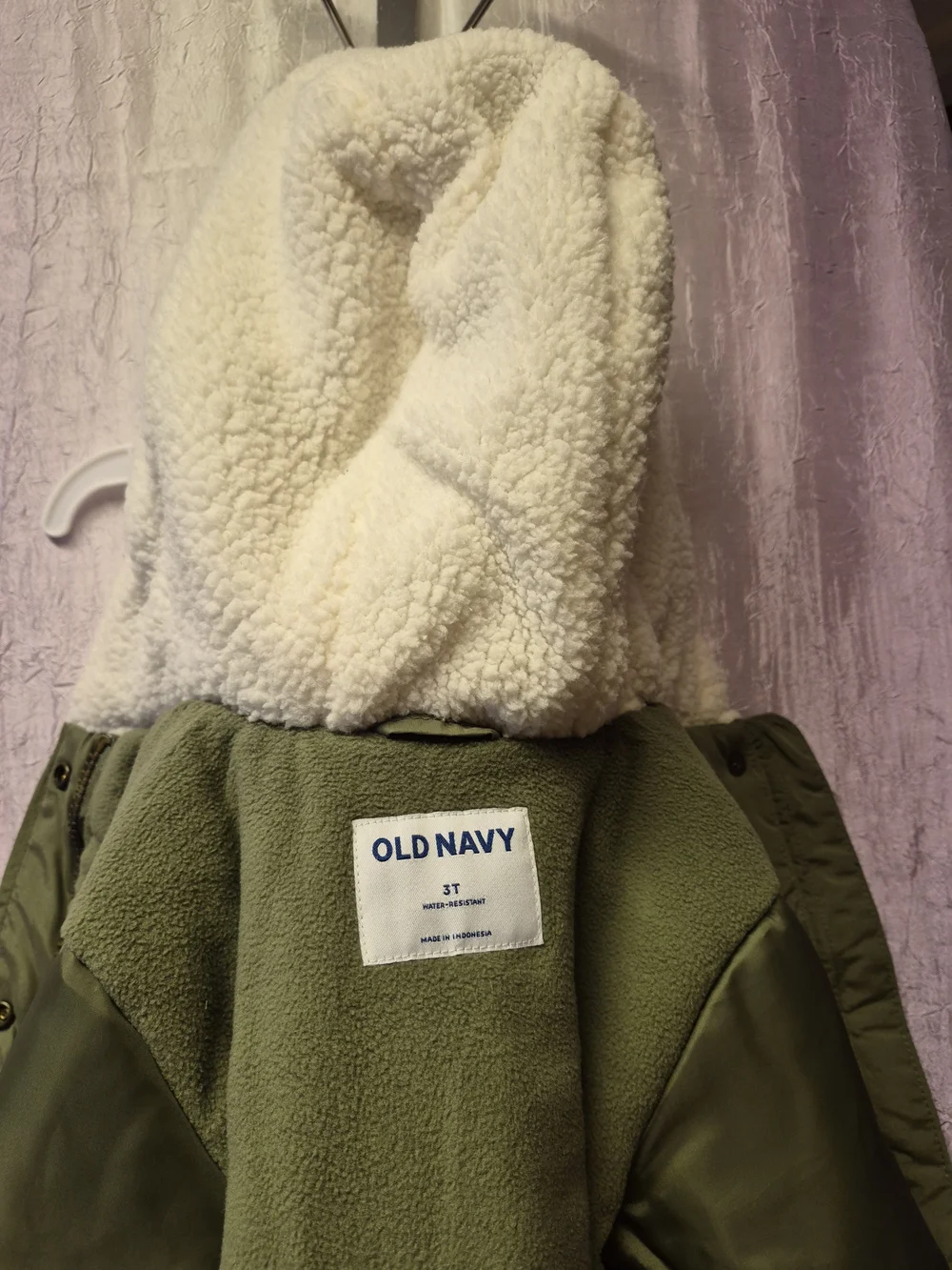 Old Navy Olive Green Hooded Sherpa-Lined Puffer Coat
